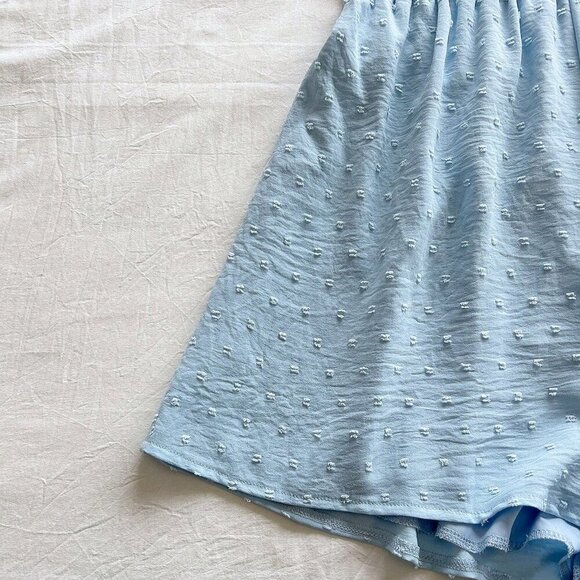 Blue Boho Women's Textured swiss dot halter Romper Vacation - Picture 6 of 6